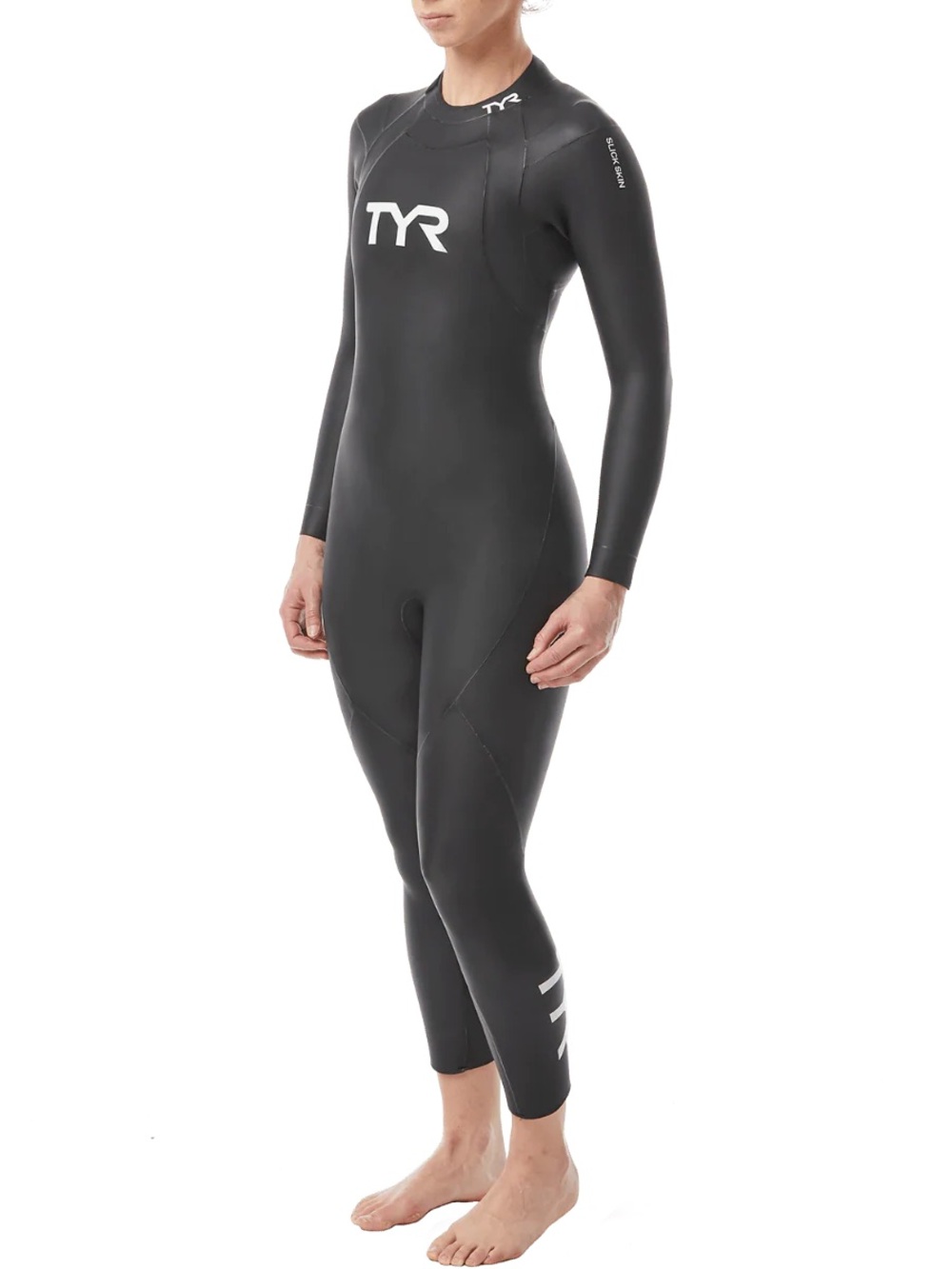 TYR Women's Black Full-Body Wetsuit with White Logo